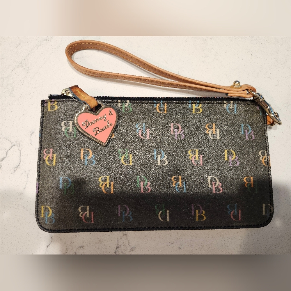 Dooney & Bourke Black Clutch with Monogram Design